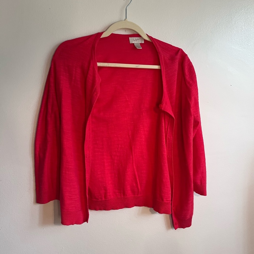 Dark pink/coral sweater. Never worn! LOFT, size small.